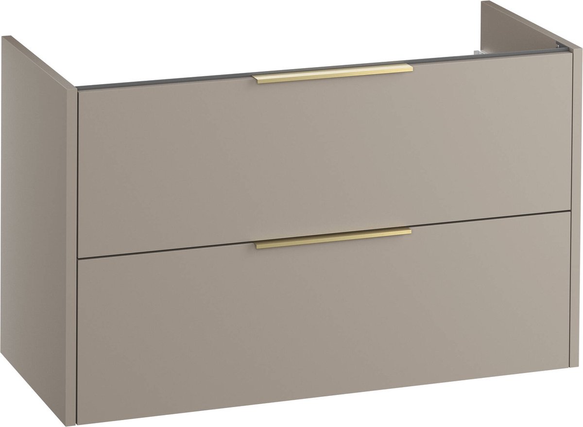 Saqu Lima Wastafel Onderkast 100x50.5x60 cm Mat Greige Badkamerkast Wastafelmeubel zonder Uitsparing