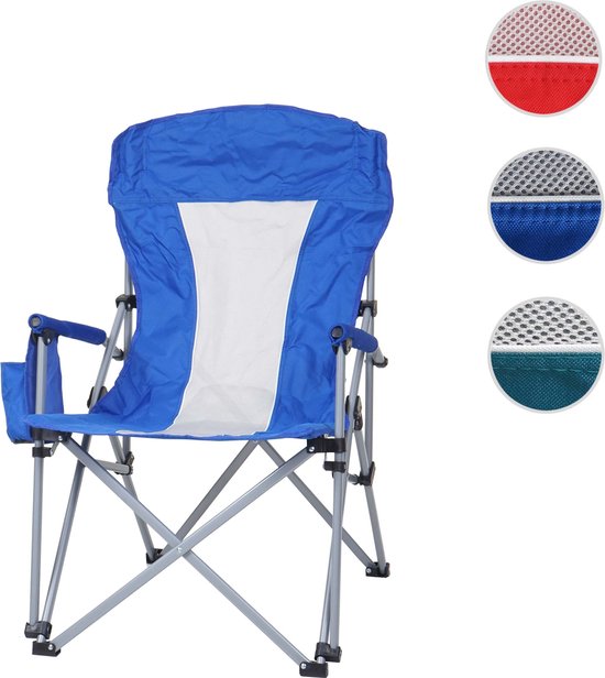 Campingstoel MCW-L50, klapstoel, vissersstoel, regisseursstoel, afwasbare beschermhoes van staal en stof/textiel ~ blauw — afbeelding 2