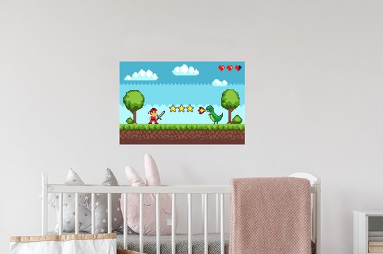 Stickers muraux - Gaming - Arcade - Rétro - 60x40 cm - Film Adhésif