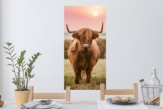 Stickers Stickers muraux - Highlander écossais - Soleil - Ciel - 40x80 cm - Film adhésif