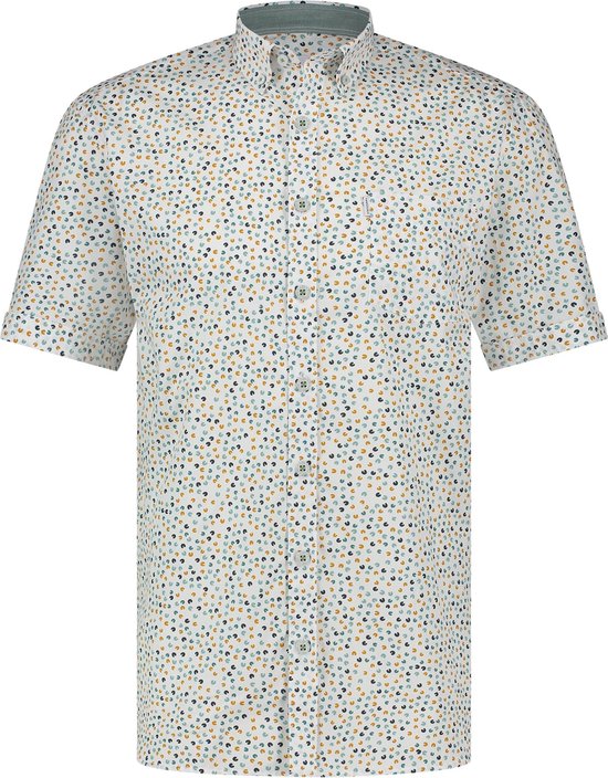 State of Art - Short Sleeve Overhemd Print Groen - Heren - Maat XXL - Regular-fit