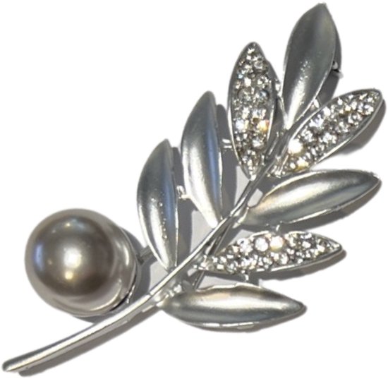 Broche Sierspeld Tak Parel Zilver 6.7 cm / 3.5 cm / Zilver