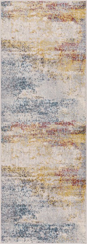 SURYA Tapis - Hall - Chambre - Couloir Moderne Abstrait VALERIE - Multicolore/ Oranje - 80x220 cm