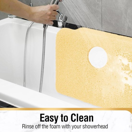 COSYLAND Douchemat, antislip, met afvoer, zachte pvc-luffa, antislipmat voor badkuip, sneldrogende badmatten, 60 x 60 cm, zwart