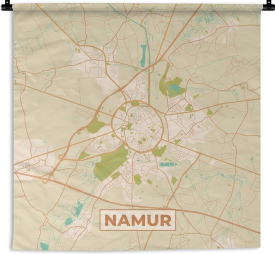 Wandkleed - Wanddoek - Kaart - Leuven - Stadskaart - Plattegrond - Vintage - 180x180 cm - Wandtapijt