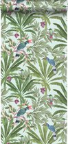Walls4You papier peint feuilles de jungle tropicale et oiseaux de paradis vert menthe et vert - 935331 - 0 x 10,05 m