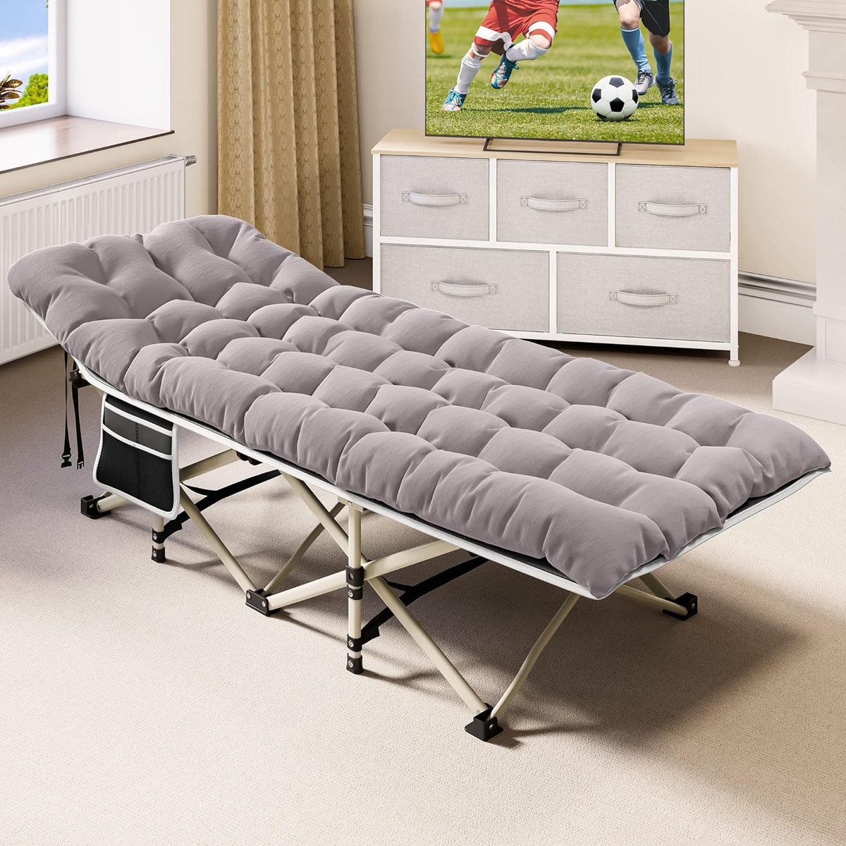 Lit De Camping Portable FRAGESS Extra Large 28 Pouces - Avec Matelas Et Sac De Transport