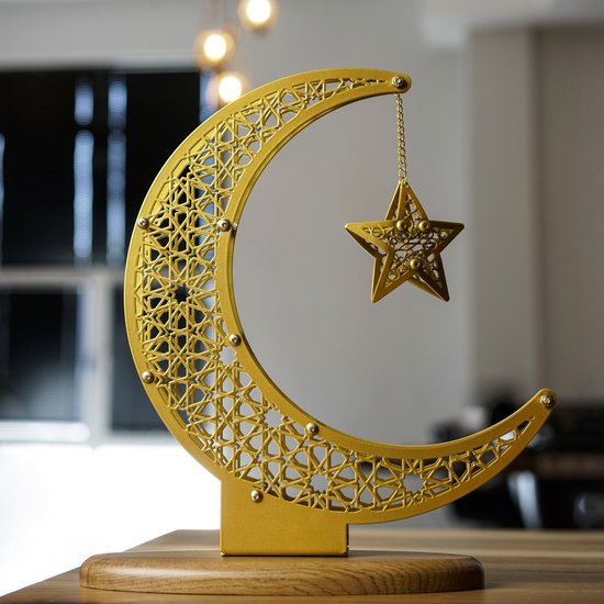 IWA Concept - islamitische producten - islamitische decoratie - islamitische cadeau - Metalen Halve Maan en Ster - X-Klein 32x29 cm