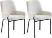 PASCAL MORABITO Set van 2 stoelen met armleuningen van boucléstof en metaal - Wit - CAROLONA - van Pascal Morabito L 57 cm x H 85 cm x D 60.5 cm