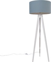 QAZQA tripod_classic - Moderne Tripod | driepoot vloerlamp | Staande Lamp - 1 lichts - H 136 cm - Blauw - Woonkamer | Slaapkamer
