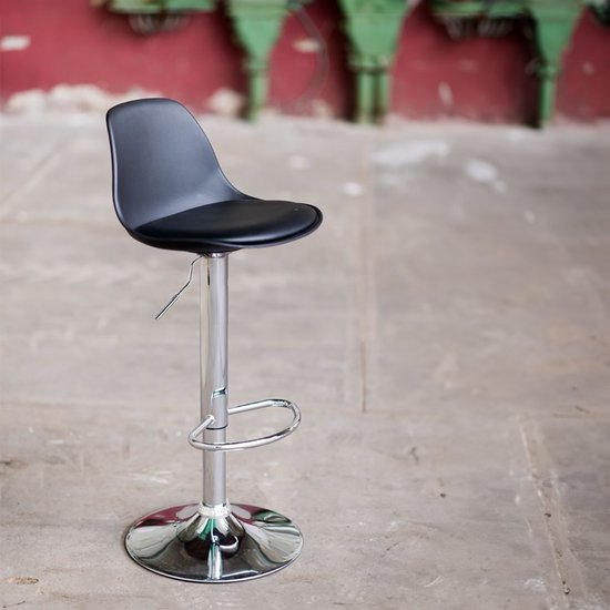 Tabouret de bar Essence Fuerta - Assise noire - Base chromée - Ajustable