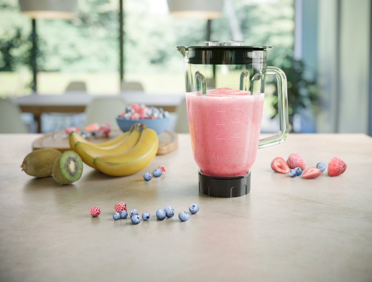 Philips Blender HR3040/00 - Krachtige 1200 Watt Motor - Met Stamper – Veelzijdig Gebruik - Vaatwasserbestendig - 1.5l Kan - RVS - Zwart – foto 8
