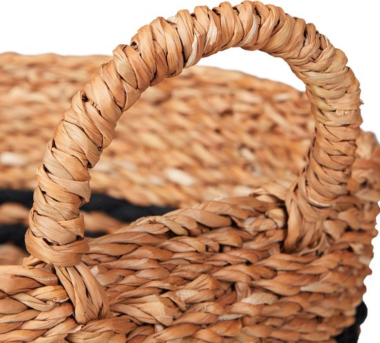 Relaxdays opbergmand zeegras, Hx∅: ca. 25 x 30 cm, gevlochten mand met hengsels, badkamer, woonkamer, natuur/zwart