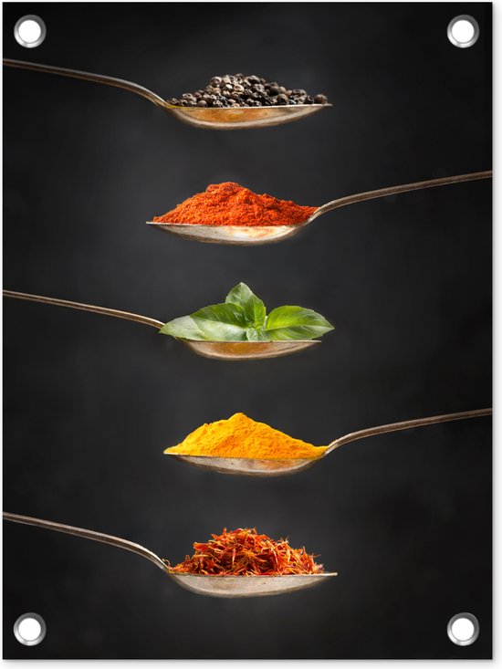 Affiche de jardin herbes italiennes sur cuillères toile en vrac 30x40 cm - petit - Toile de jardin / Toile d'extérieur / Peintures pour l'extérieur (décoration de jardin)