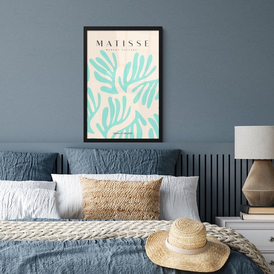 Cadre photo avec affiche - Cadre pour affiche 40x60 cm - Posters - Matisse - Feuilles - Blauw - Art abstrait - Décoration photo dans cadre - Décoration murale salon - Décoration murale chambre
