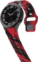 Siliconen bandje - geschikt voor Samsung Galaxy Watch 4 / Watch 4 Classic / Watch 5 / Watch 5 Pro / Watch 6 / Watch 6 Classic - zwart-rood