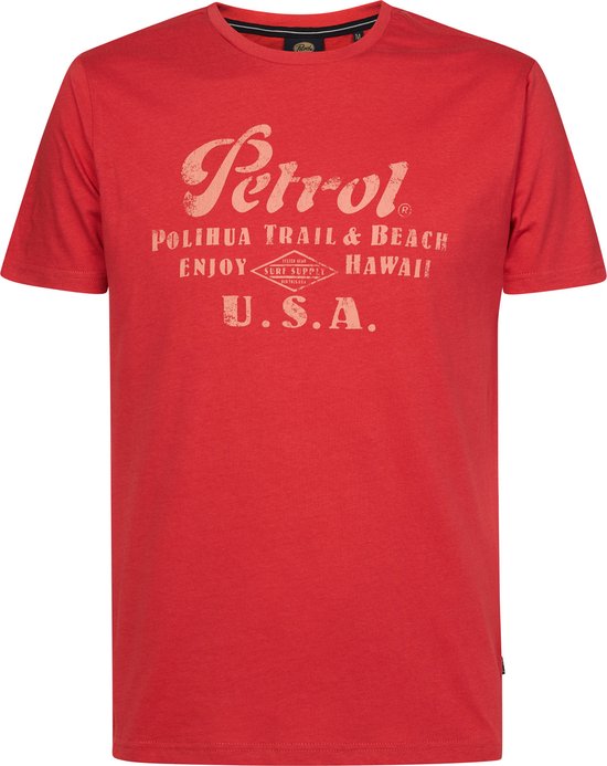 Petrol Industries - T-shirt pour hommes avec illustration Sandcastle - Rouge - Taille XXXL