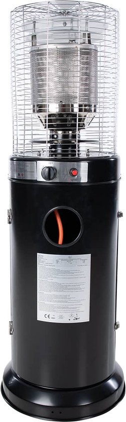 Sunred - Propus - Gas lijn - Zwart - Staand model - Terrasverwarmer - Gas - 10000 W – Verschillende standen – Piezo ontsteking - Gas heater - Compleet: incl. gasdrukregelaar & slang