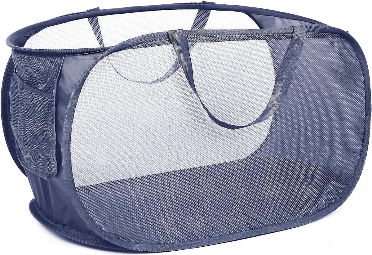 Goedkoopste Duurzame opvouwbare wasmanden, mesh pop-up wasmand met zijzak, opvouwbare kledingopbergmand met versterkte handgrepen voor wasgoed, badkamer, kinderkamer, slaapzaal of reizen