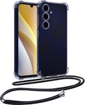 Hoesje Geschikt voor Samsung A15 Hoesje Shockproof Case Siliconen Hoes Met Koord - Transparant