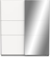 Garderobekast Spectre 178cm met schuifdeuren en spiegel - mat wit