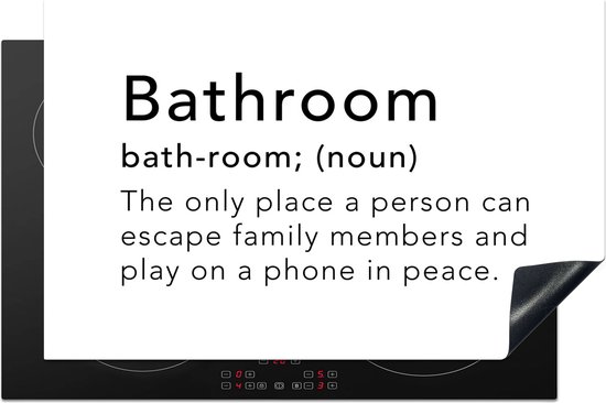 Foto: Kitchenyeah inductie beschermer 80x52 cm spreuken quotes the only place a person can play on a phone in peace bathroom woordenboek kookplaataccessoires afdekplaat voor kookplaat inductiebeschermer inductiemat inductieplaat mat