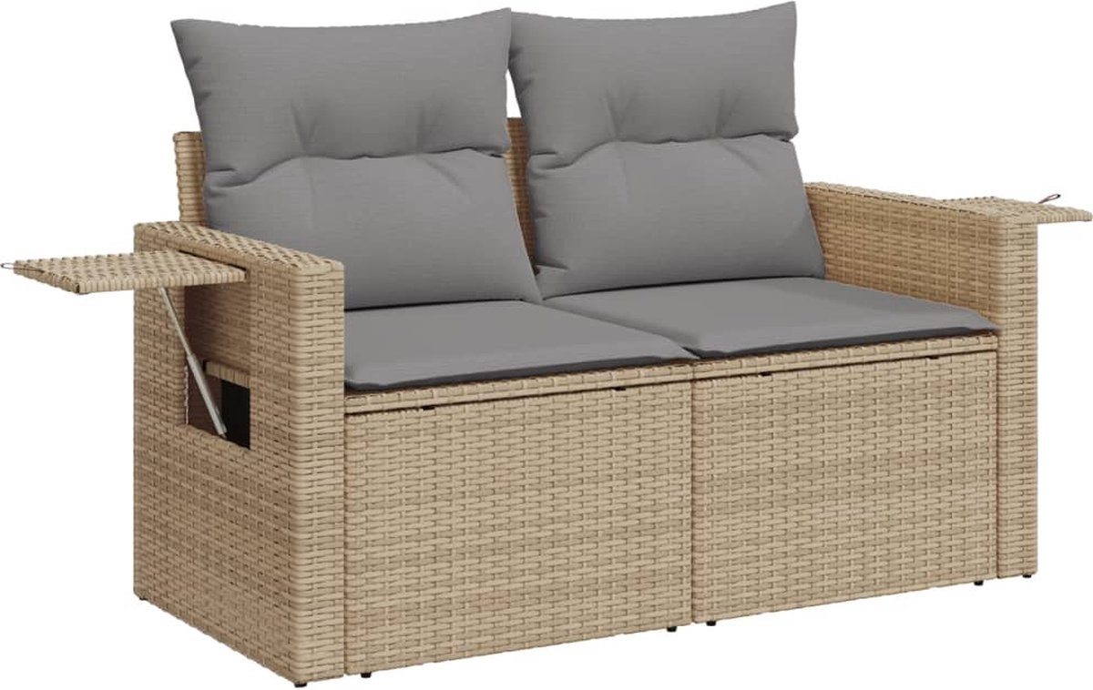 vidaXL - 6-delige - Loungeset - met - kussens - poly - rattan - beige thumbnail 6