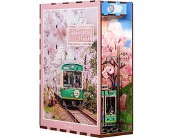 Tonecheer Sakura's Travel Book Nook Bouwpakket - Modelbouw - 18,2 x 8 x 24,5 cm - Houten 3D Puzzel - Boekensteun - LED-licht - Bewegingssensor Licht - Boekenhouder