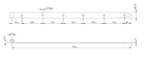 GB Heng Rustica avec trous carrés 435115 Zwart 800mm