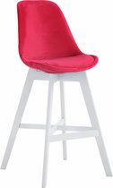 Clp Cannes Barkruk - Fluweel - Rood - Kleur onderstel Wit