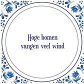 Tegel met spreuk |Spreuktegels | Wanddecoratie | Hoge bomen vangen veel wind