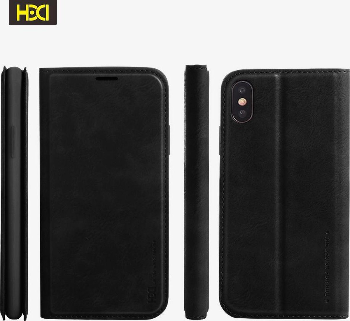 HDD Luxe business boekhoesje zwart geschikt voor Apple iPhone Xs Max + Glasfolie