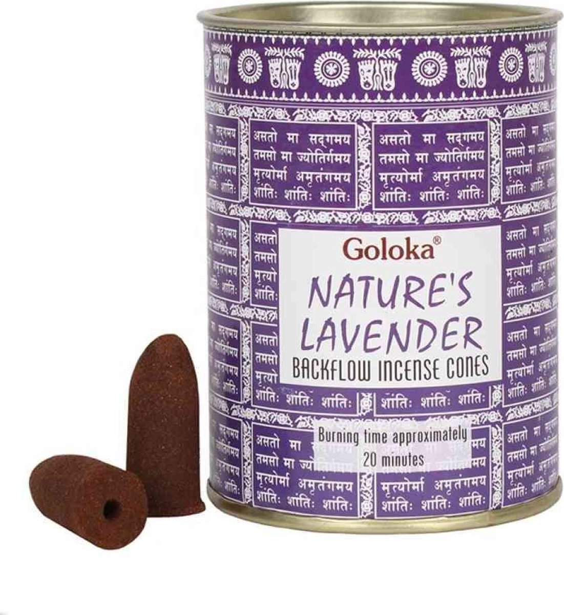 Goloka lavendel backflow wierookkegels - nature Lavender - 1 blikje 24 kegels Paars
