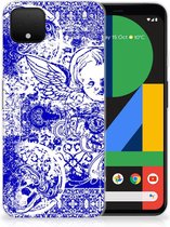 Silicone Back Case Google Pixel 4 XL Angel Skull Blue