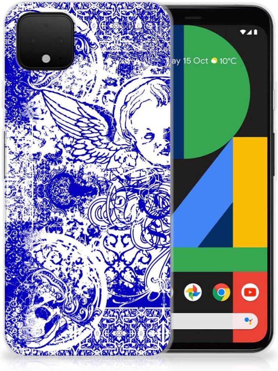 TPU Hoesje voor Silicone Back Case Google Pixel 4 XL Angel Skull Blauw