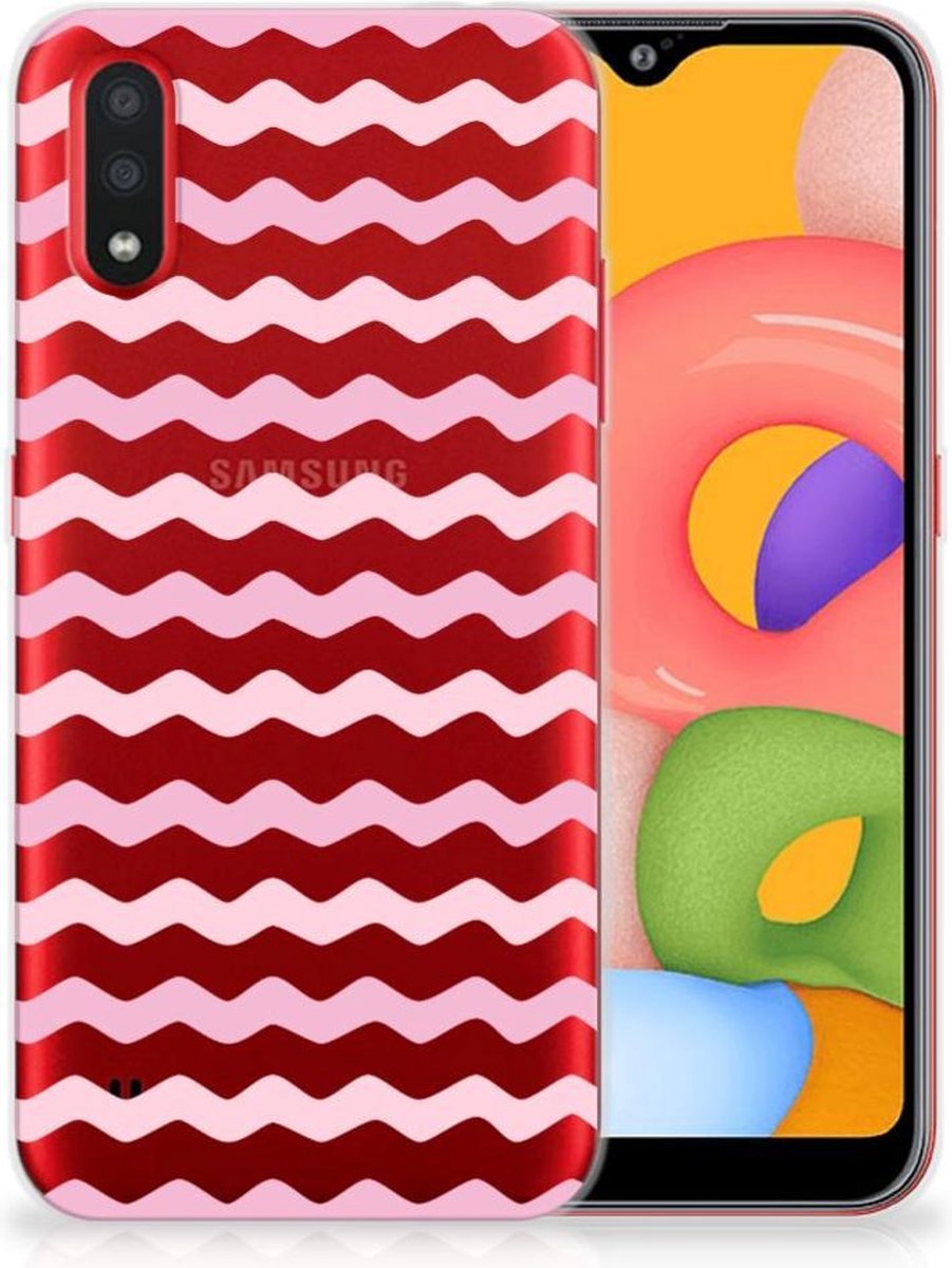 Samsung Galaxy A01 TPU bumper Waves Roze