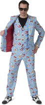 Funny Fashion - Zomers Komische Strip - Man - Blauw - Maat 48-50 - Carnavalskleding - Verkleedkleding