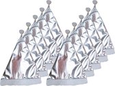 10x Glimmende kerstmutsen zilver voor volwassenen - Metallic zilveren kerstmuts