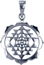 Zilveren Sri Yantra in lotus ketting hanger