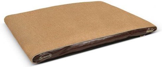 Hondenkussen  Orthopedisch met Traagschuim – Scruffs Hilton – Bruin, Naturel & Rood – Maat M/L – Kleur: Naturel, Maat: Large