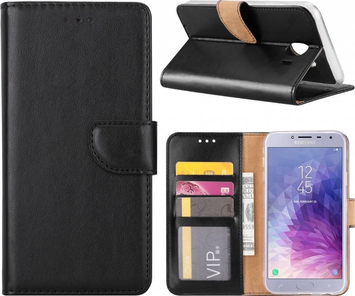 Samsung Galaxy J4 (2018) case Zwart Portemonnee hoesje met opbergvakjes