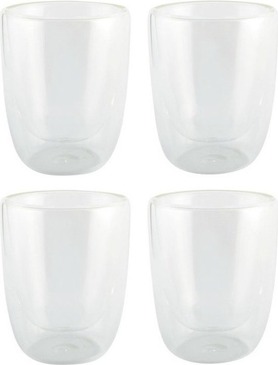 4x Luxe dubbelwandige theeglazen 300ml - Keuken accessoires - Koffie/thee bekers en glazen