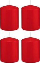 4x Rode cilinderkaarsen/stompkaarsen 6 x 8 cm 29 branduren