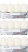 12x bougies cylindriques / bougies piliers blanc ivoire 5 x 10 cm 18 heures de combustion - Bougies inodores - Décorations pour la maison