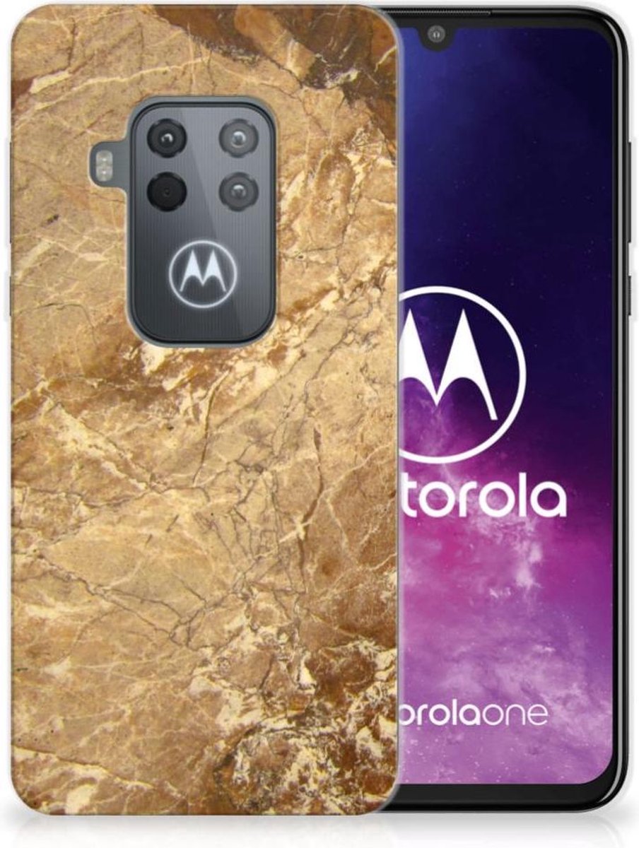 Motorola One Zoom TPU Siliconen Hoesje Marmer Creme