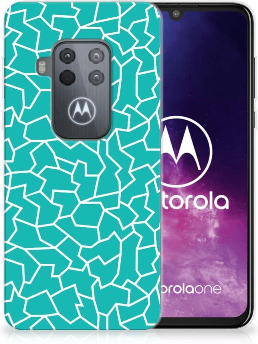 Motorola One Zoom Hoesje maken Cracks Blue