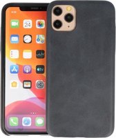 Leder Design Back Cover voor iPhone 11 Pro Max Zwart