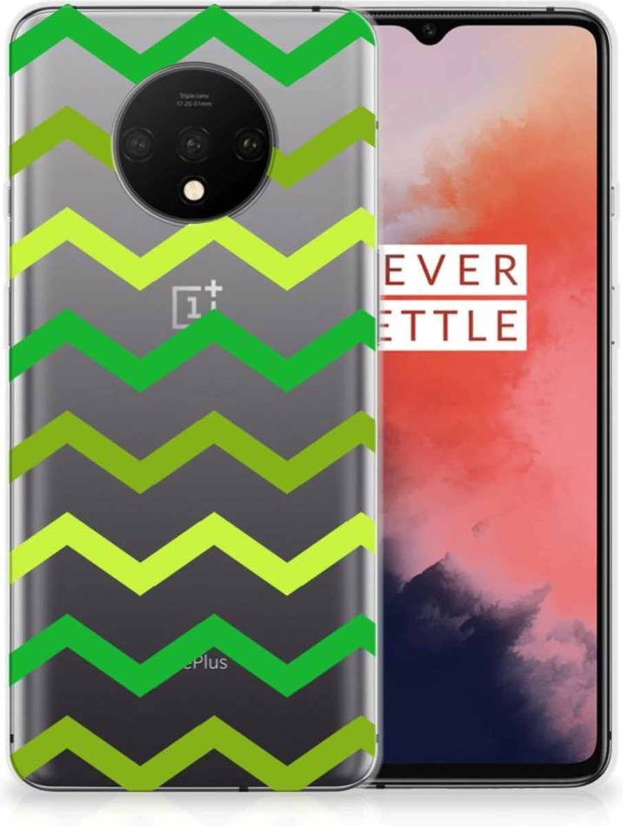 OnePlus 7T TPU bumper Zigzag Groen