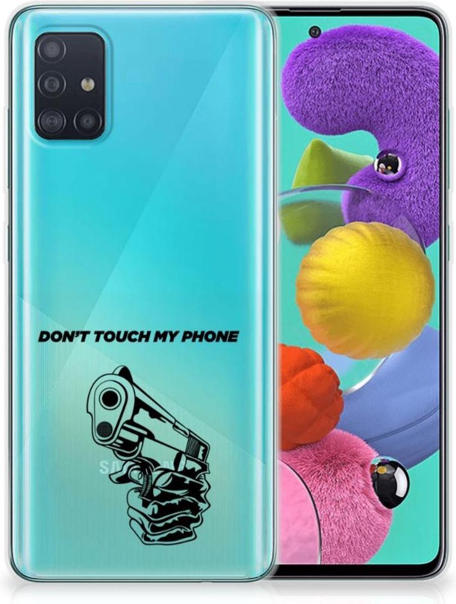 Samsung Galaxy A51 Silicone-hoesje Gun Don't Touch My Phone