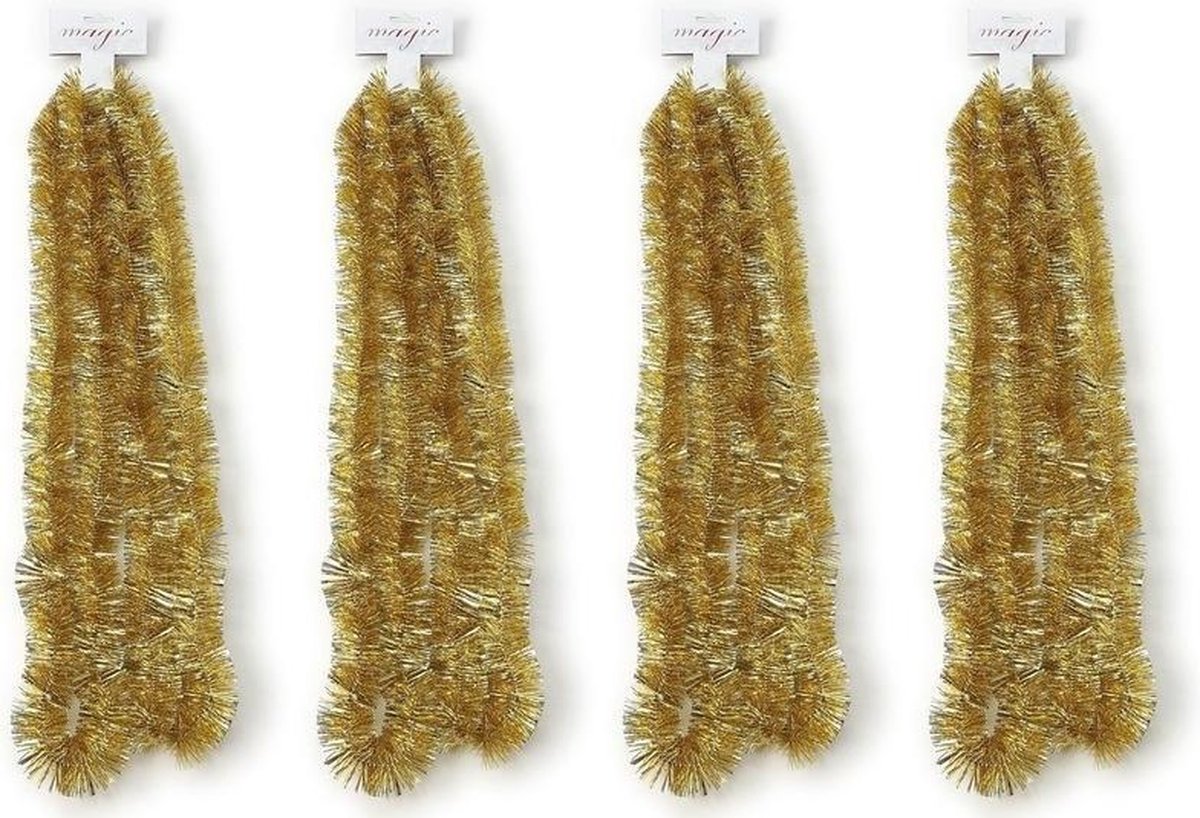 4x Kerstslingers goud ca. 5 x 270cm - Guirlandes folie lametta - Gouden kerstboom versieringen